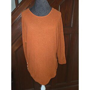Michael Kors Womens Orange Tunic Sweater With Side Buttons Size M